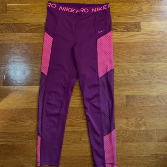 Nike Pro DRI-FIT High-waisted 7/8 Leggings, Pockets in Purple/Pink - Size Medium - Picture 6 of 6